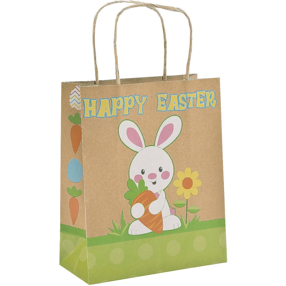 Brown Paper Happy Easter Bunny Gift Bags(12 Pack)