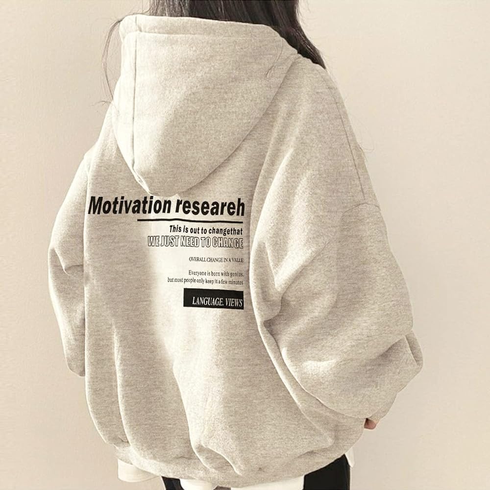 [MIRA MARIV] Made in Korea and directly imported from Korea Motivation Print Oversized Hoodie Hoodie Women's