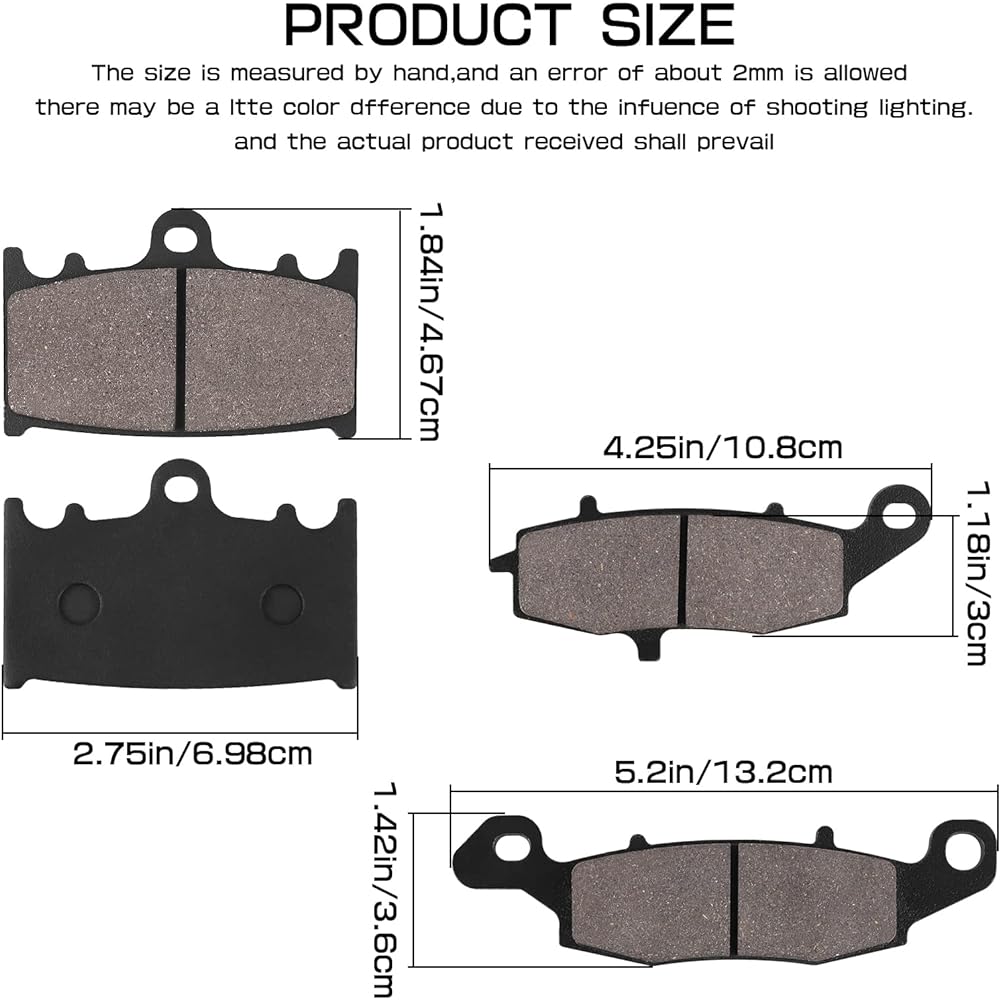 SOLLON Front and Rear Brake Pads for Kawasaki Vulcan 2000 VN2000 2004-2009 Vulcan VN2000 Classic 2006-2010 Vulcan 1700 VN1700 Voyager 2009-2020 Vulcan 1700 VN1700 Vaquero 2 011-2014