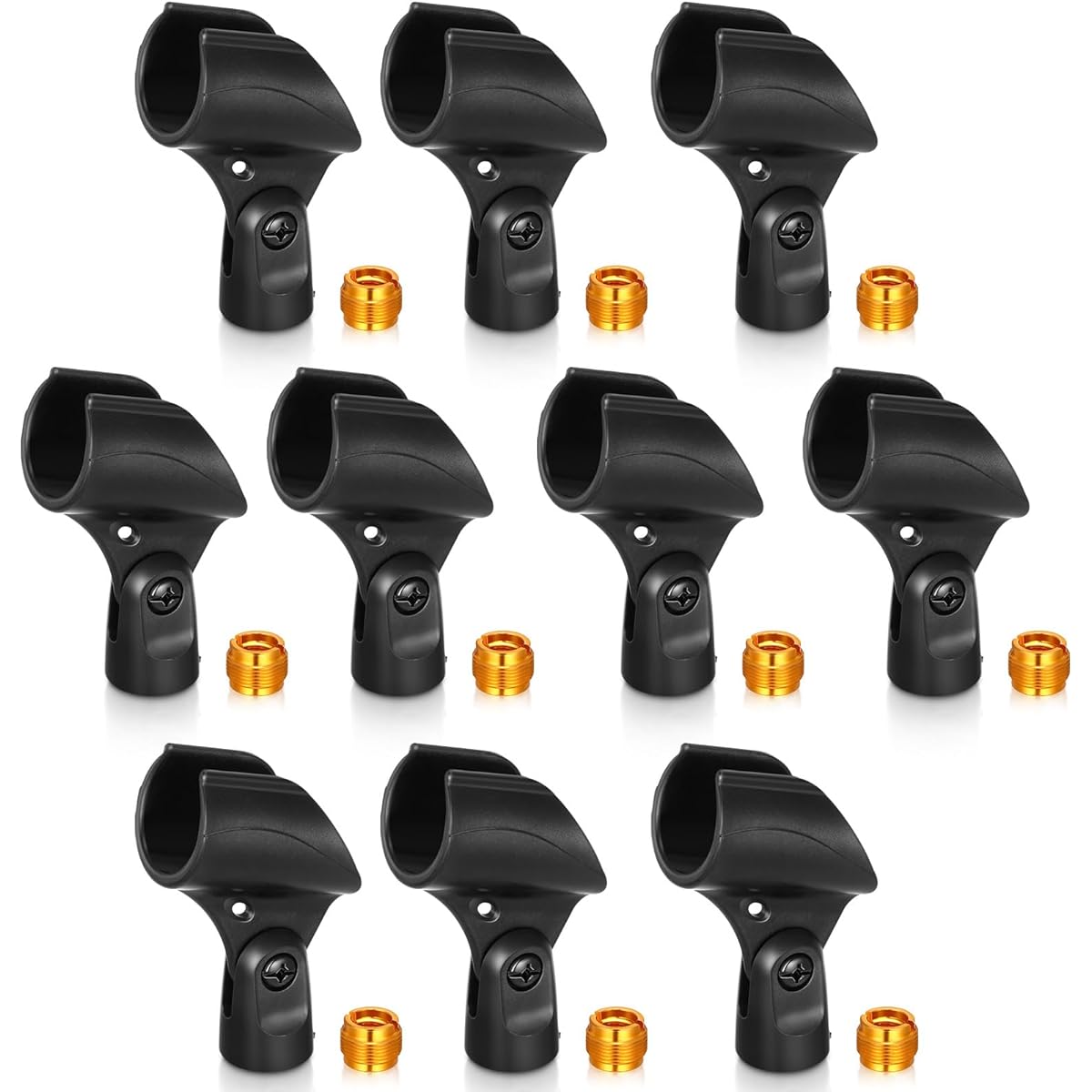 Copkim Microphone Clip Holder 10 Pieces with 10 Nut Adapters Adapter Fits 5/8" to 3/8" Perfect for Performance, Demonstration, Podcasting, and Recording