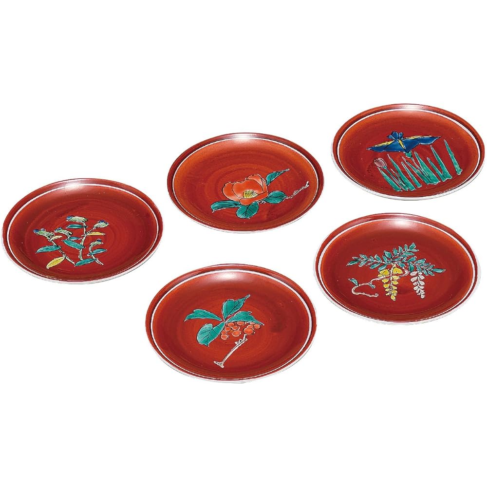 Maruyone Kutani ware No. 5 plate collection/different nut picture K5-69