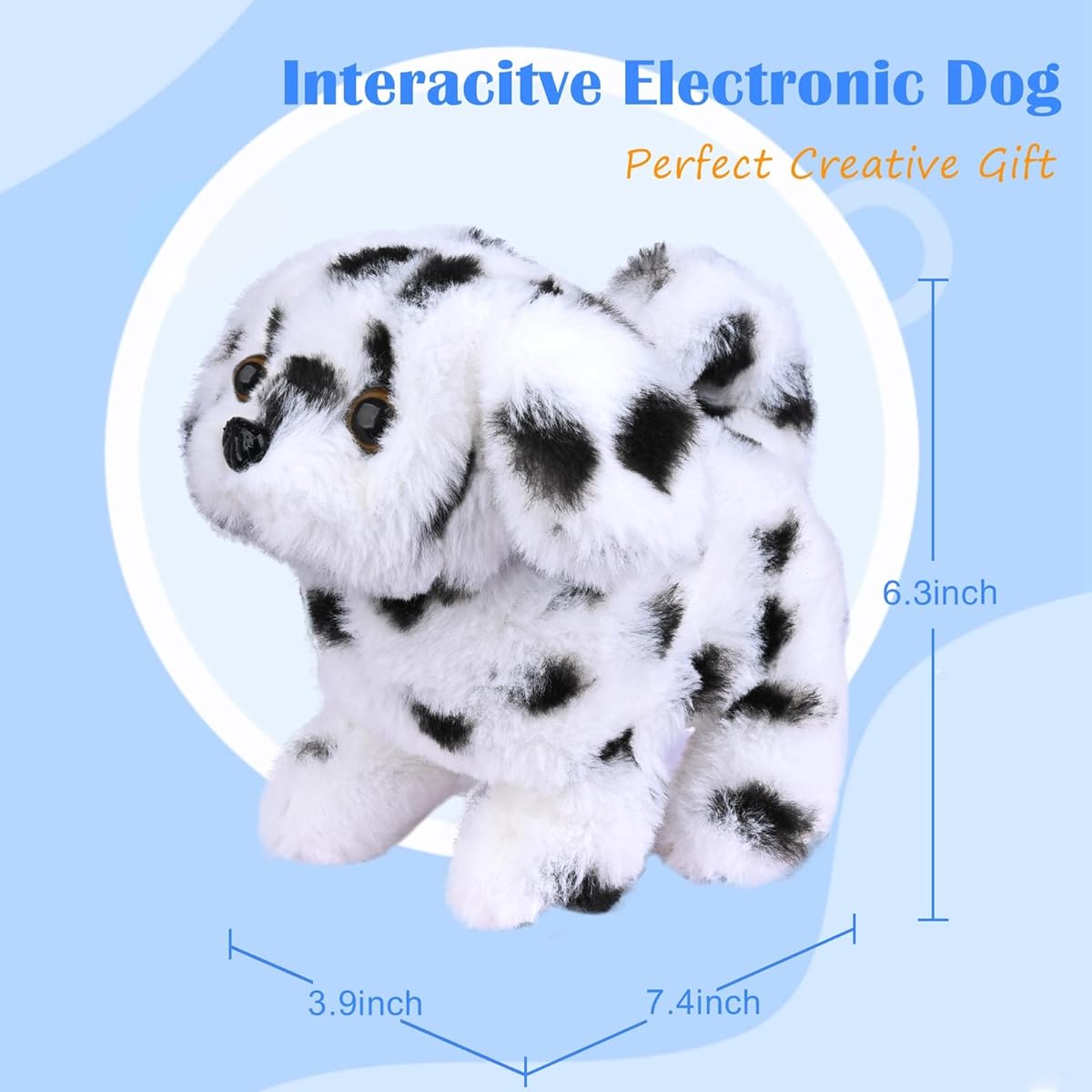WorWoder Stuffed Animal Teddy Toy Puppy Electronic Interactive Pet Dog - Walks, Barks, Wagging Tail, Stretching Companion Animal for Kids (Dalmatian)