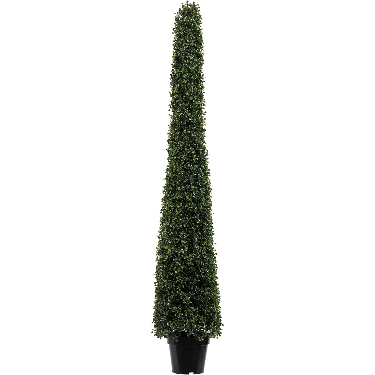 Vickerman Everyday Artificial Boxwood Topiary Cone 5' Tall - UV Resistant Indoor Outdoor - Potted Natural Green - Fake Tree Decor for Home Patio Entryway