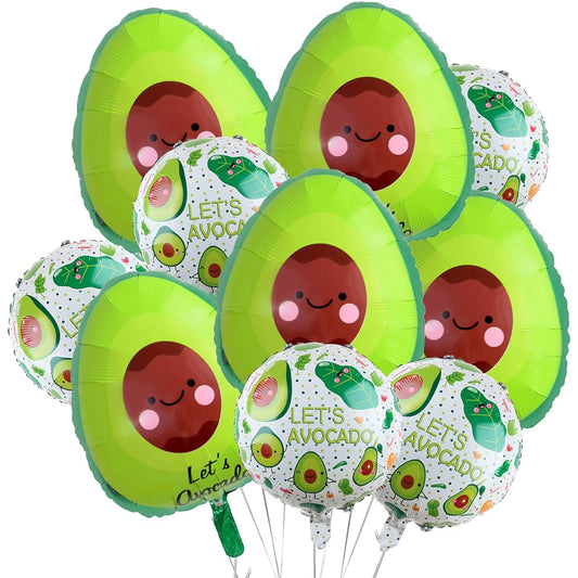 10pcs Avocado Balloons Fruit Foil Balloons Hawaiian Luau Party Balloons for Birthday/Baby Shower/Wedding/Summer Avocado Theme Mexican Fiesta Party Decorations Supplies