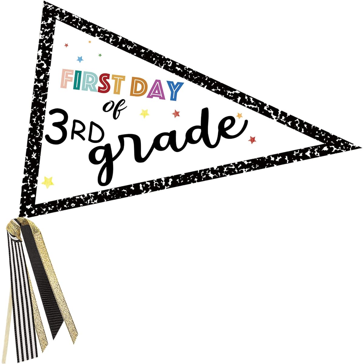 First School Sign Back to School Pennant, First Day of 1st Grade with Ribbon, Make Photo Props 2022 for Kids, DIY Craft Kit, Teachers, Classroom Props