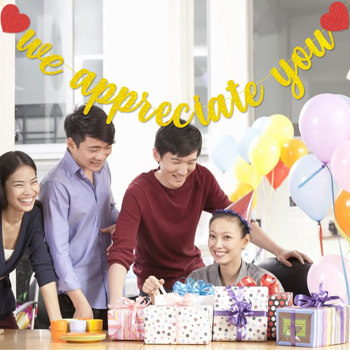 We Appreciate You Banner Gold Glitter Thank You Banner for Employee Teacher Doctor Nurse Staff Appreciation Banner Employee Appreciation Banner Office Party Decoration