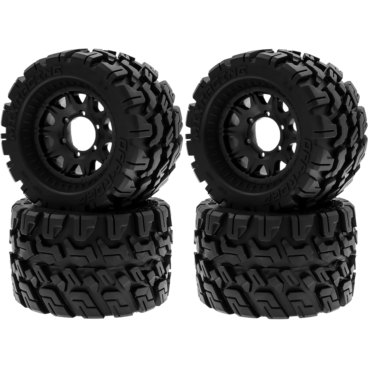 Snsowed Remote Control Crawler Rubber Car Black Tires 120*72*69mm 4pcs Replacement for Kyosho Hpi Trax Monster Mk2 Tamiya Axial Remote 1/10 Control Car Wheels