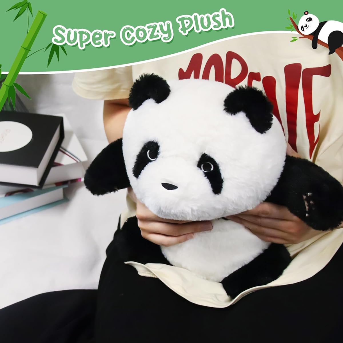 KOPHINYE Weighted Panda Plush Toy, 17 Inch 1.7 Lbs Panda Weighted Stuffed Animal, Cute Panda Weighted Plush Toy for Kids and Adults, Christmas Birthday Gift for Boys and Girls