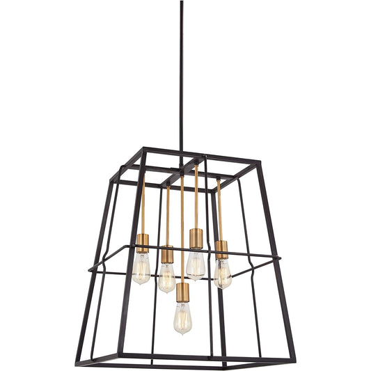 Minka Lavery 4765-416 Keeley Calle - 5 Light Pendant, Painted Bronze/Natural Brushed Finish with Glass