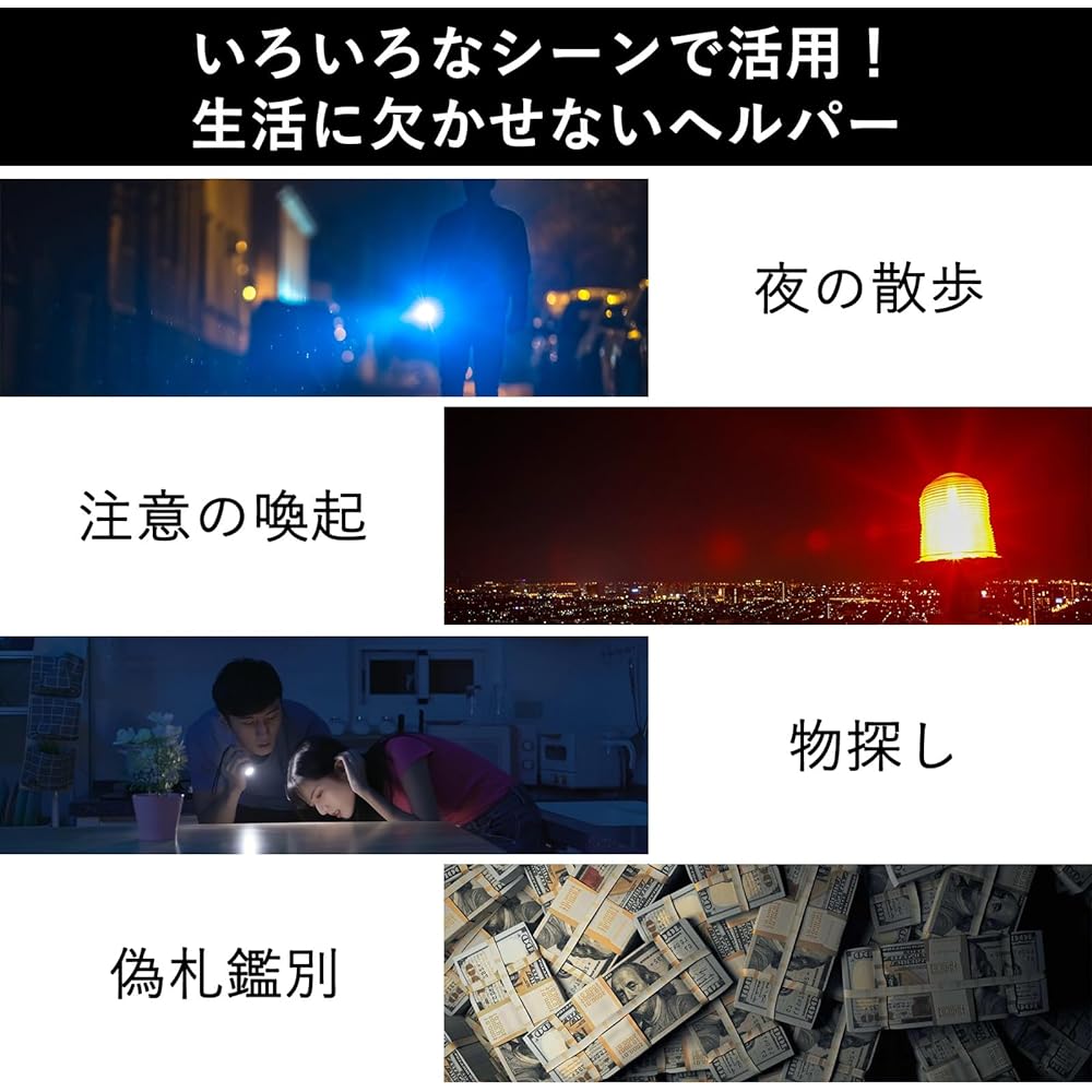 LUCKY-ONE Mini Flashlight, Ultra Small, Rechargeable, Powerful, 700 Lumens, High Brightness, IP65 Waterproof, 9 Modes, Rush Light, Handy Light, Multi-functional, Magnetic Suction Function,