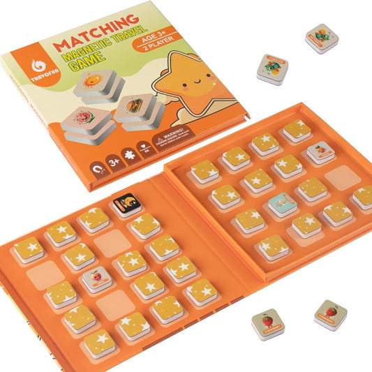 Magnetic Memory Game for Kids Travel Toy Game - 36 Double-Sided Chess Pieces, 18 Unique Styles - Perfect for Road Trips, Family Fun, Party Game Nights