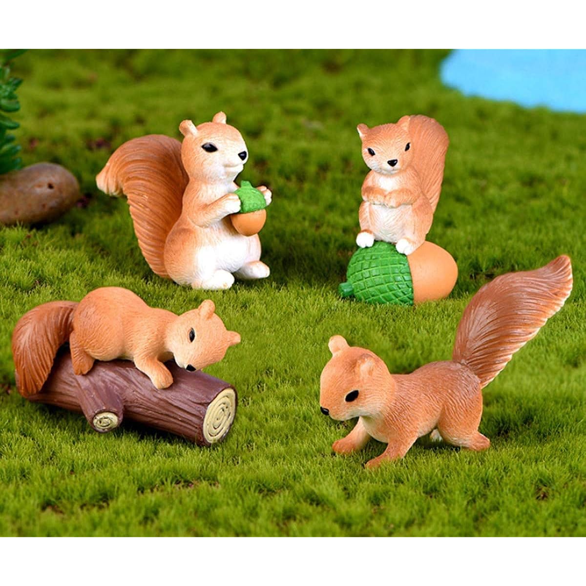 Chocozone Cute Miniature Garden Decoration Gifts for Kids and Girlfriend (Squirrel) Set of 4