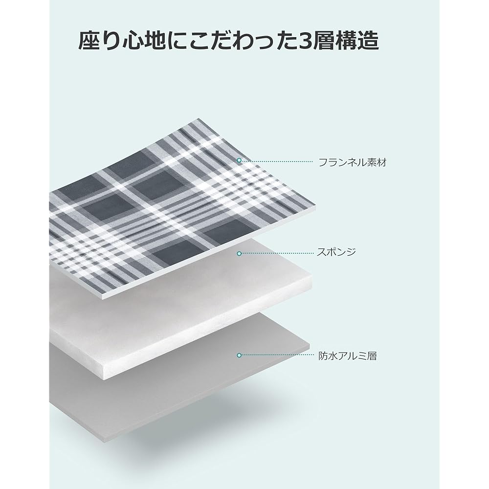 [SONGMICS] Leisure Sheet, Thick 200 x 200 cm, Picnic Mat, Compact, Large, Stylish, Picnic Sheet, Cold Protection, Waterproof Bottom, Foldable, Camping, Outdoor, Indoor and Outdoor Use, Portable, Convenient GCM61GW