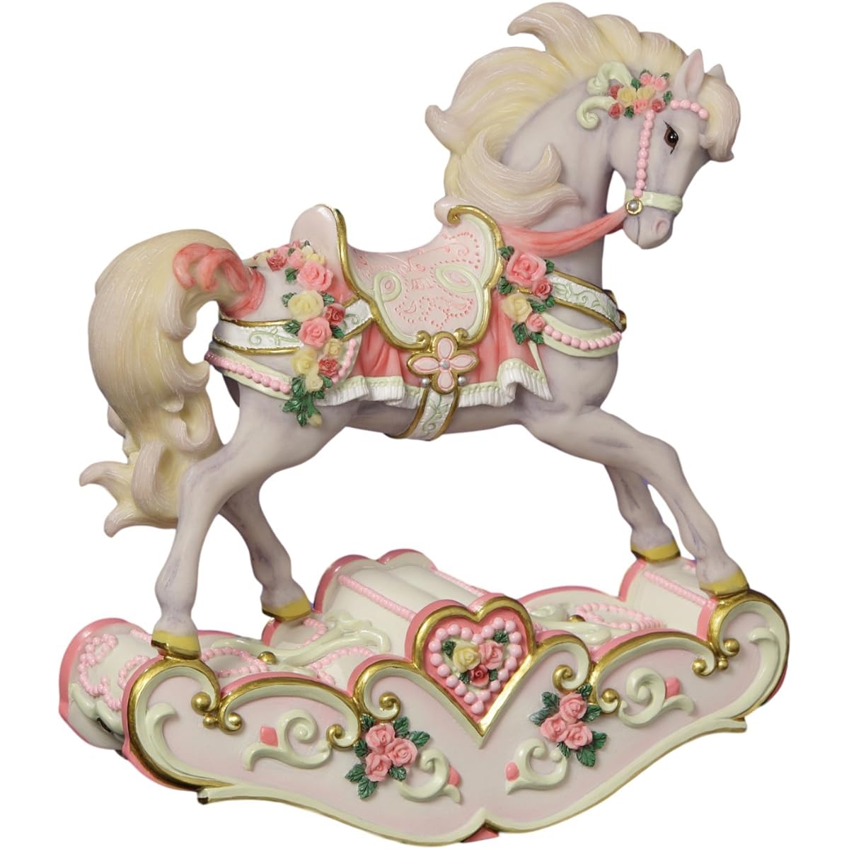 The San Francisco Music Box Company Hearts and Roses Musical Rocking Horse