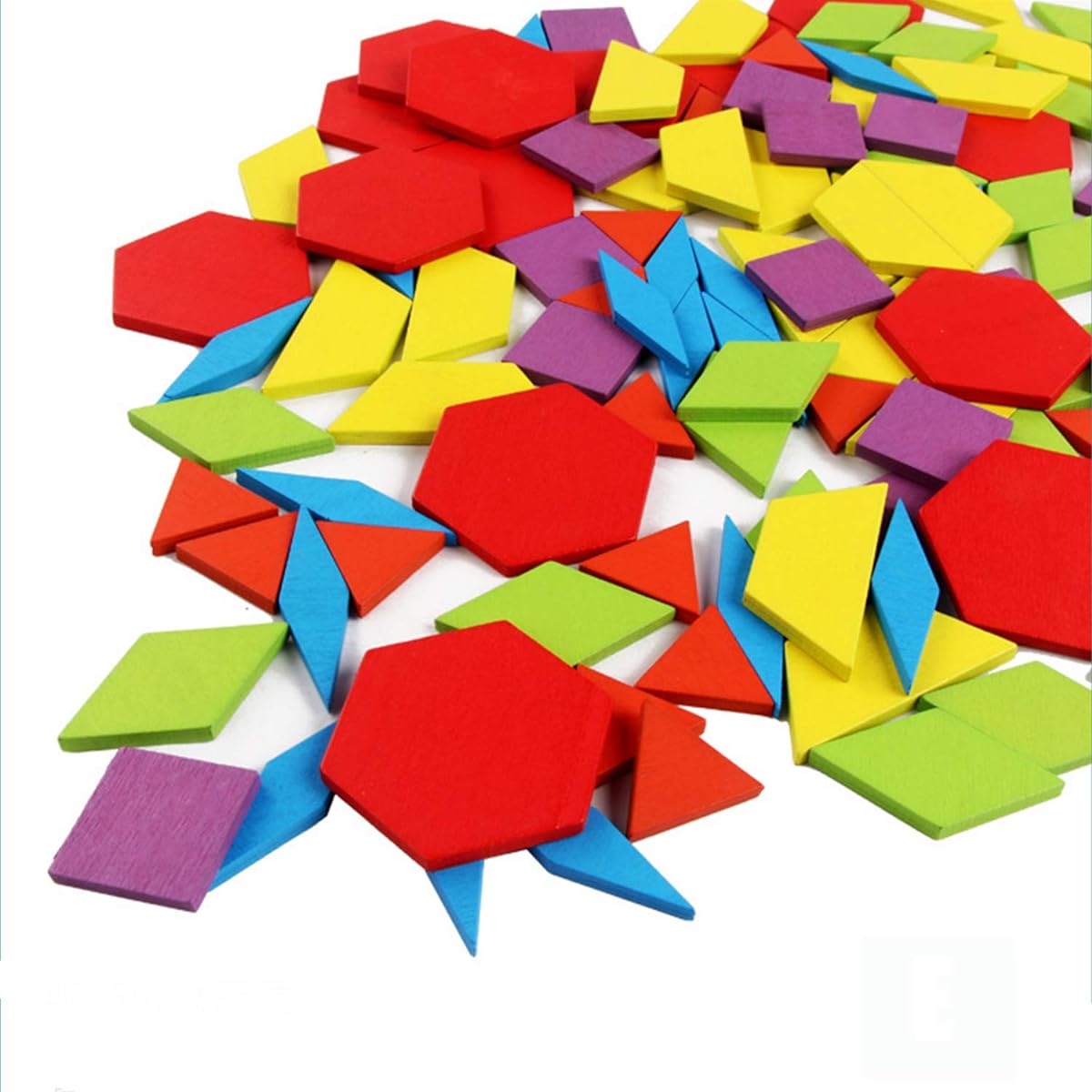 Set of 155 Wooden Pattern Blocks Puzzle (Imported)