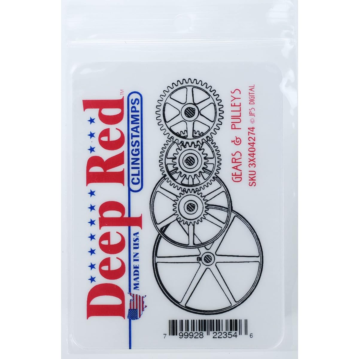 Deep Red Stick Stamp Gears and Pullies
