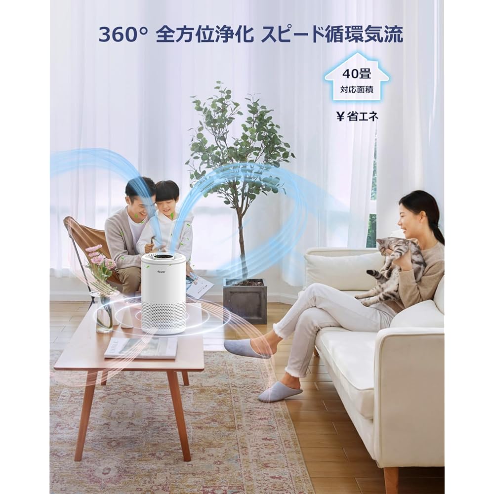 VEWIOR Air Purifier, 2024 Newest Small, Tabletop, Energy Saving Countermeasures, Pollen Prevention, Temperature and Humidity Indicator, Energy Saving, Deodorization, Disinfectant, Sleep Mode, Timer