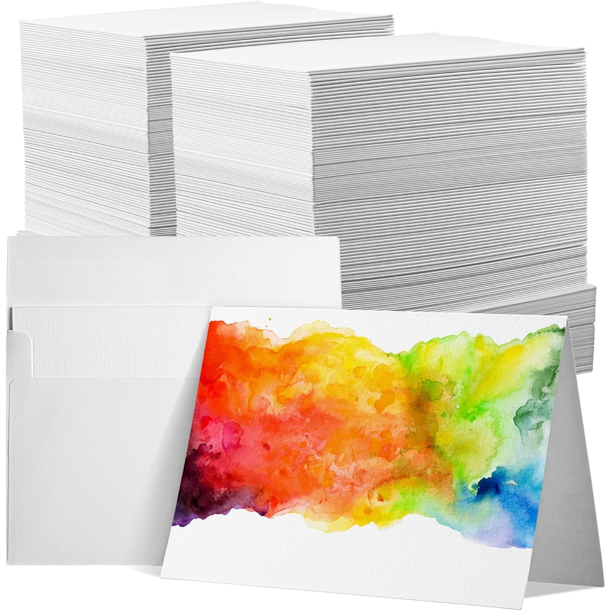 Set of 200 Pure Cotton Watercolor Cards, 5 x 7 Inch Plain Cotton Watercolor Cards with Envelopes, 140 lbs. Thick Paper, Watercolor Postcards, Paintings, Art, Creative, Greetings, Invitations