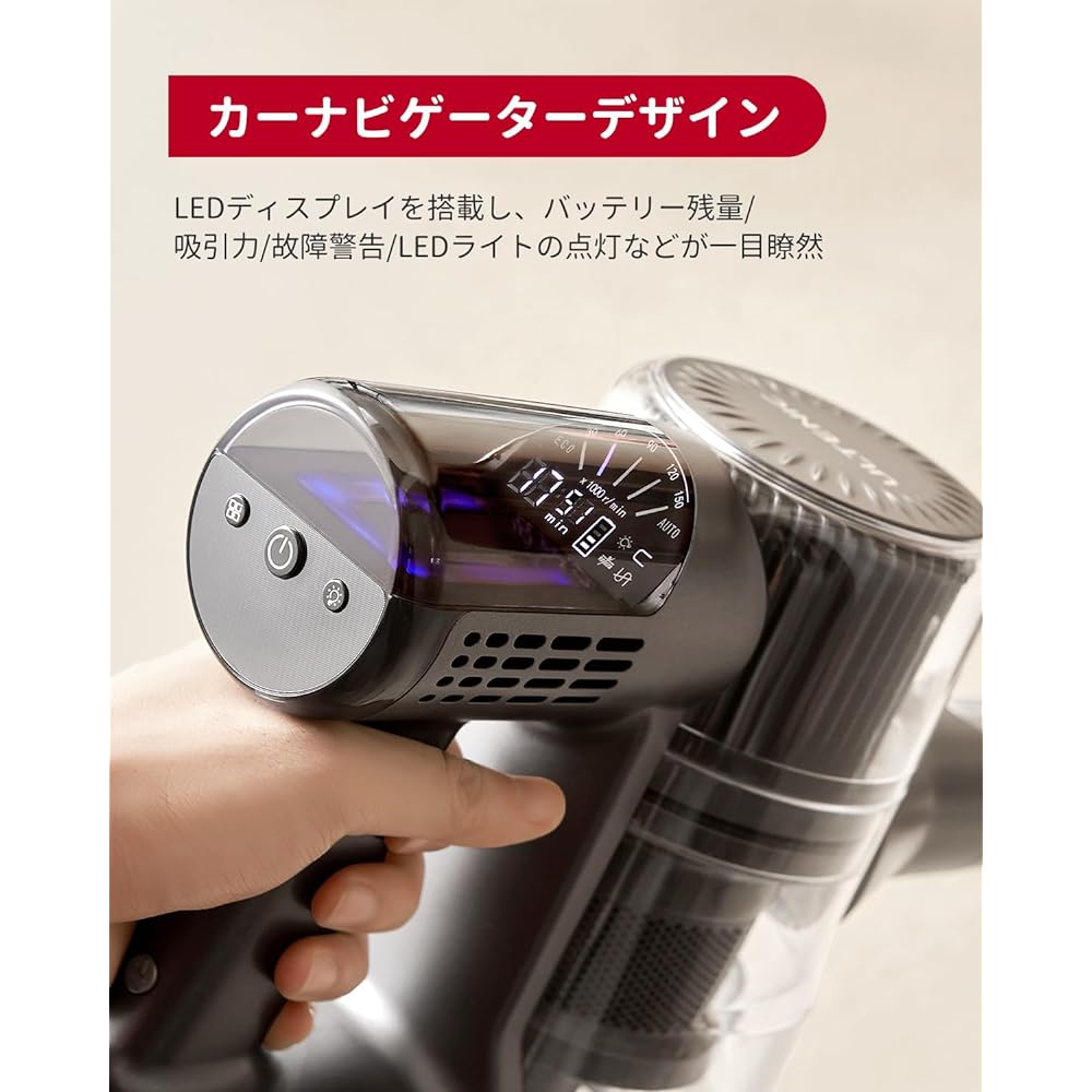 Ultenic Vacuum Cleaner, Cordless, 30Kpa, Strong Suction, Stick Cleaner, Cyclone, LED Display, No Hair Tangle, Lightweight, Rechargeable, Multi-filtration, Removable Battery, For Handy/Stick Vacuum Cleaner, Wall Mounted Storage, Quiet, Includes LED Light,