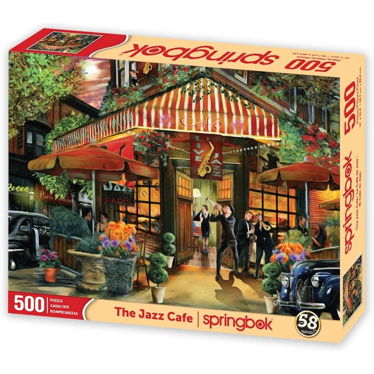 Springbok's 500 Piece Jigsaw Puzzle Jazz Cafe Unique Cut Pieces