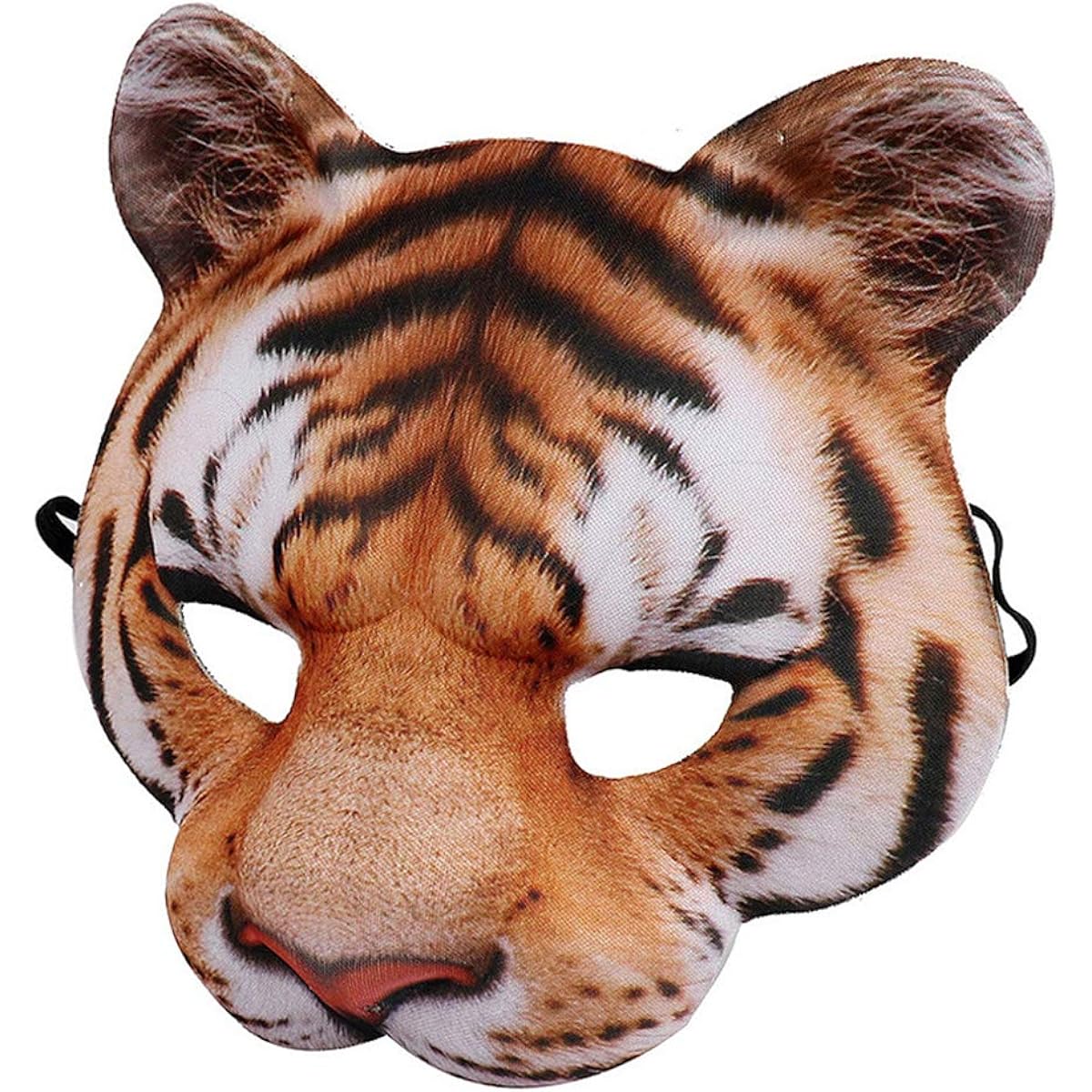 Boxwizard Tiger Mask Realistic Animal Half Face Mask Halloween Masquerade Costume Cosplay Props (Gold)