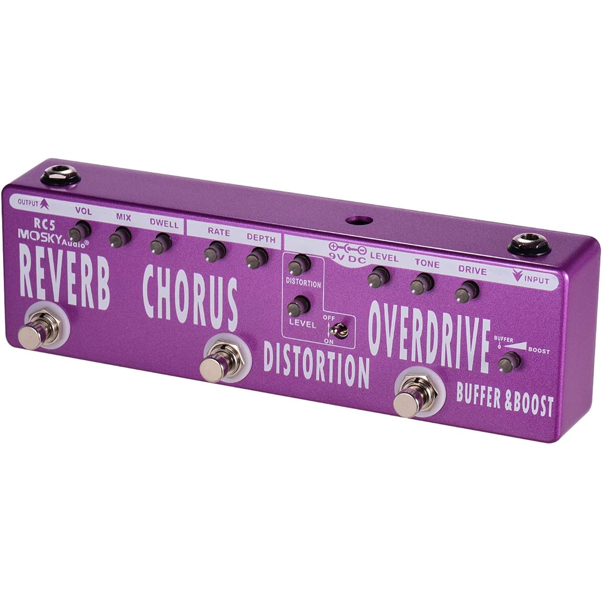 MOSKYAudio Multifunctional Guitar Effect Pedal 6 Effect Pedal 1 Unit Buffer + Booster + Overdrive + Distortion + Chorus + Reverb Effect (RC5)