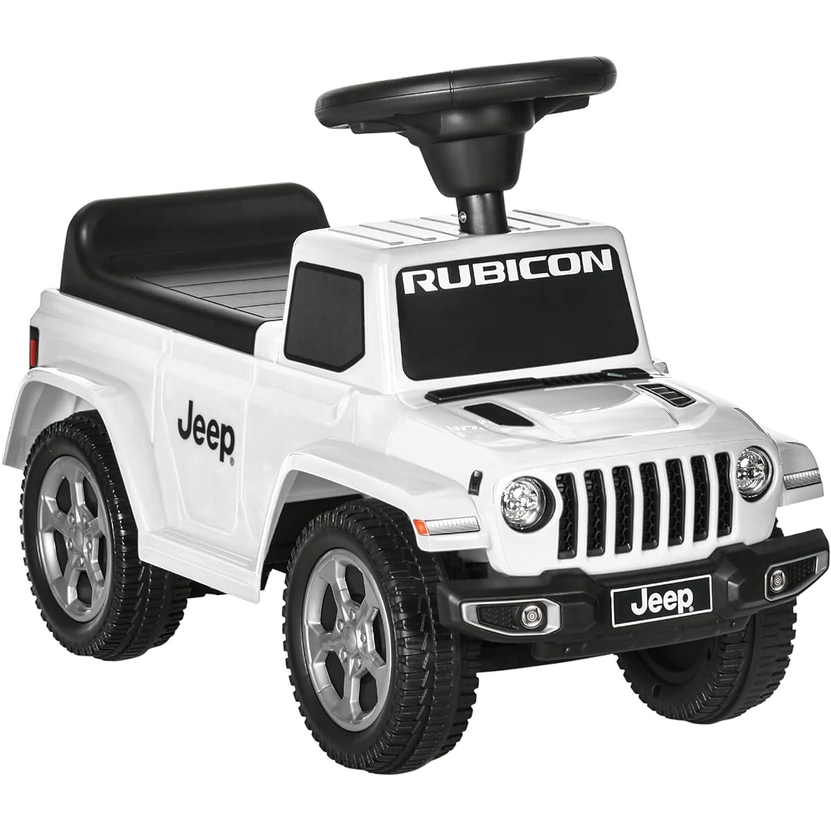 Aosom Kids Ride-On Push Car with Engine Sound & Under Seat Storage, Ride from Legs to Floor, Horns, Sit and Run Toy, Ages 1.5-3 Years White