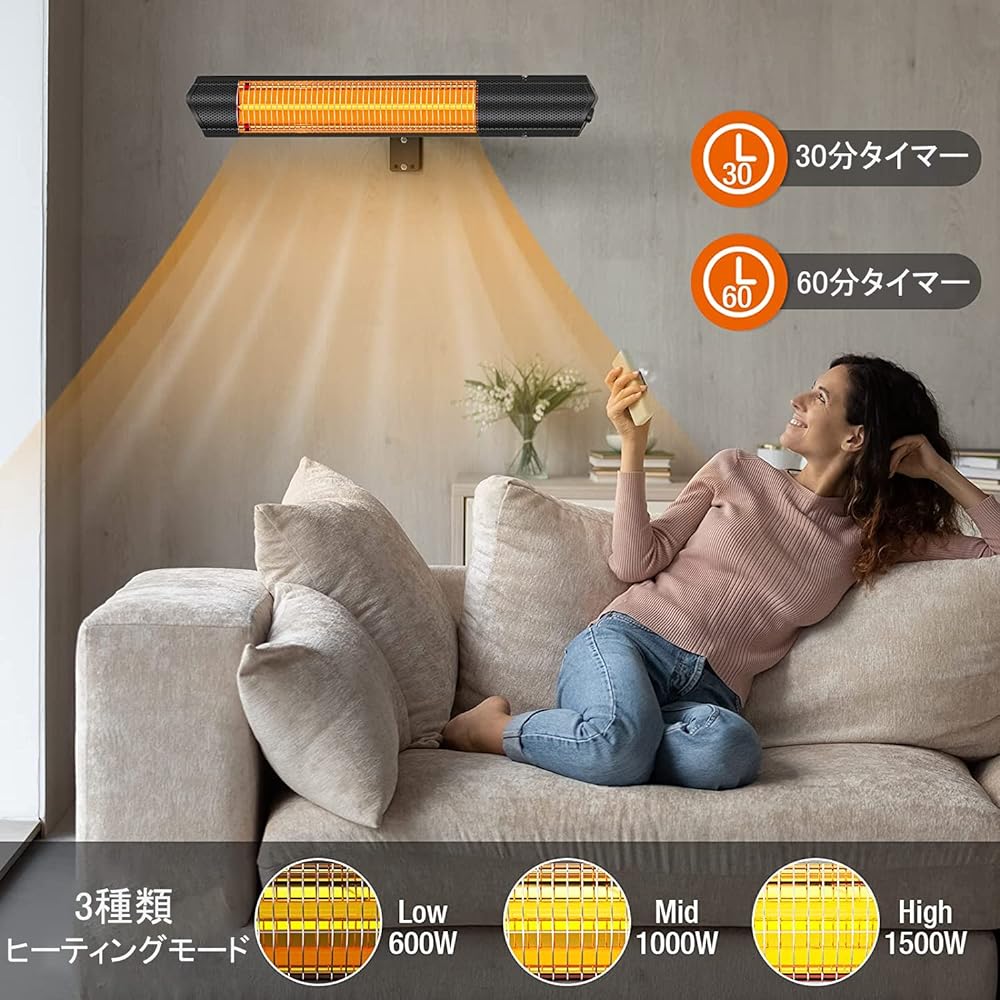 Halogen Heater, Carbon Heater, Electric Stove, PSE Certified, 1 Second Heating, Infrared Carbon Fiber Heater, Heating Equipment, Energy Saving, 500/1000W/1500W, 3 Temperature Adjustable, Fall