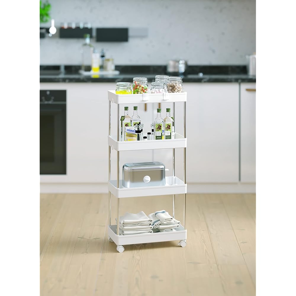 Pearl Metal Storage Cart Wagon 4 Tiers White Replus N-7949