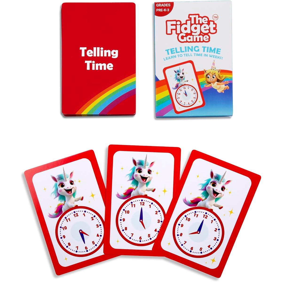 Fidget Game Learn to Tell Time Analog Clock Game Flash Cards - Kids Practice Identifying Time - Teaching Flash Cards (Tell Time) - Activity Games for Toddlers Ages 5+