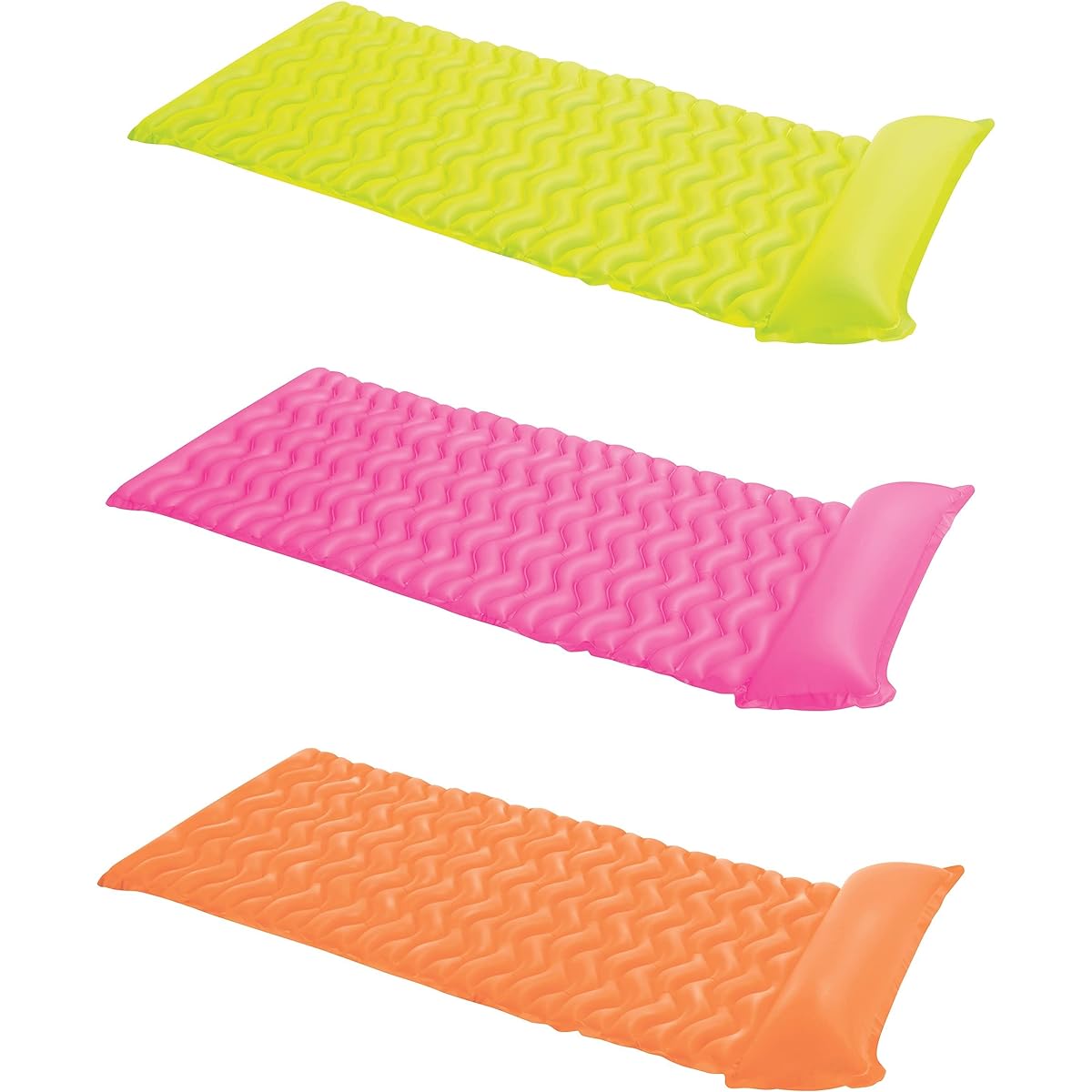 Intex Tote 'N Float Wave Mat Floating Swimming Pool Lounger with Headrest (2 Pack)