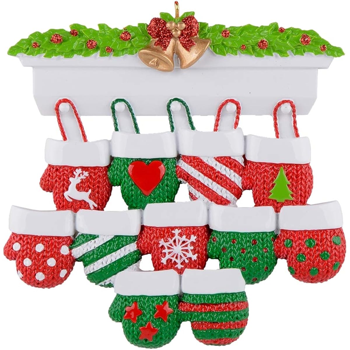 MAXORA Personalized Mitten Family Christmas Tree Ornament 2022 Family Traditions Christmas Keepsake Gift Collection for Parents Grandparents Children Grandchildren Friends