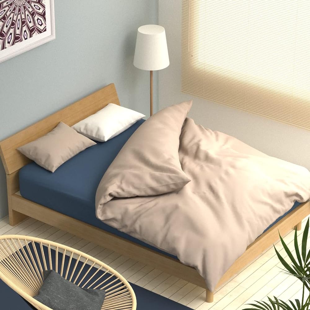 offtime Duvet cover set (for mattresses), cotton-like fabric, ivory, double, soft, easy to dry, all seasons, machine washable AJ030KPSD