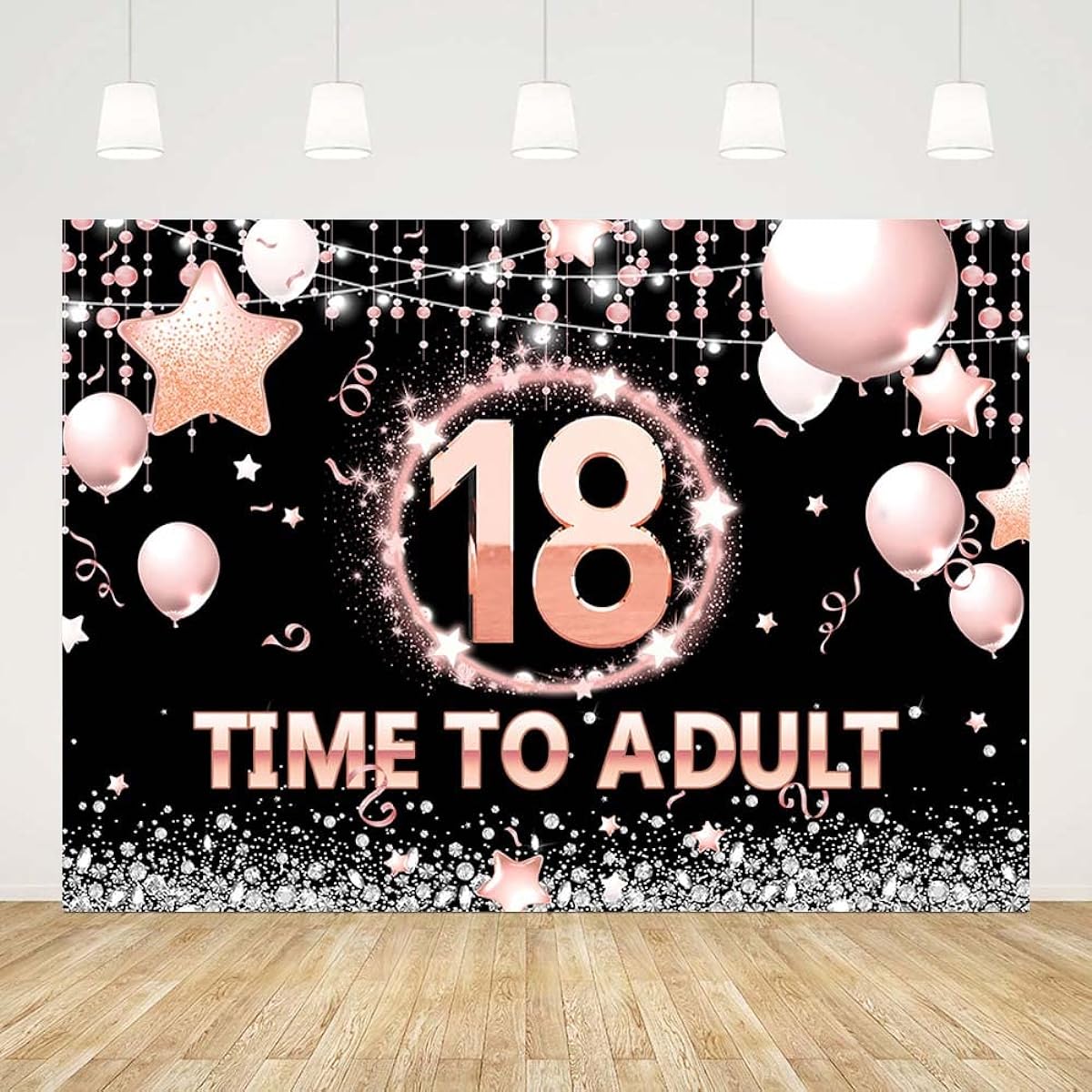 AIBIIN 7 x 5ft 18 to Adult Backdrop Rose Gold 18th Birthday Party Decorations 18th Birthday Party Cake Table Banner Photo Booth Props