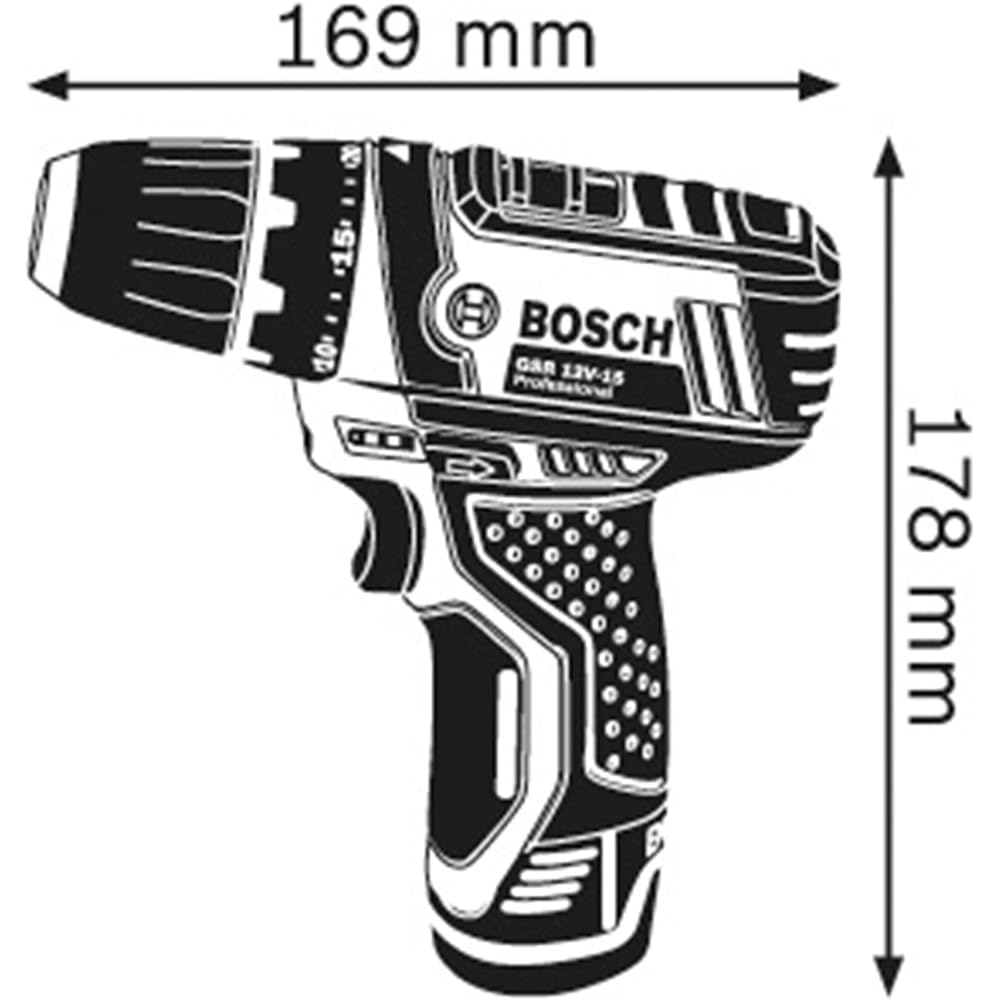 Bosch Professional 10.8V Cordless Driver Drill (2.0Ah batteries, charger, carrying case included) GSR10.8-2-LIN