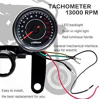 iztor Motorcycle Black Odometer Speedometer Tachometer with Bracket Yamaha SR XV RX Cafe Racer Suzuki Honda Kawasaki