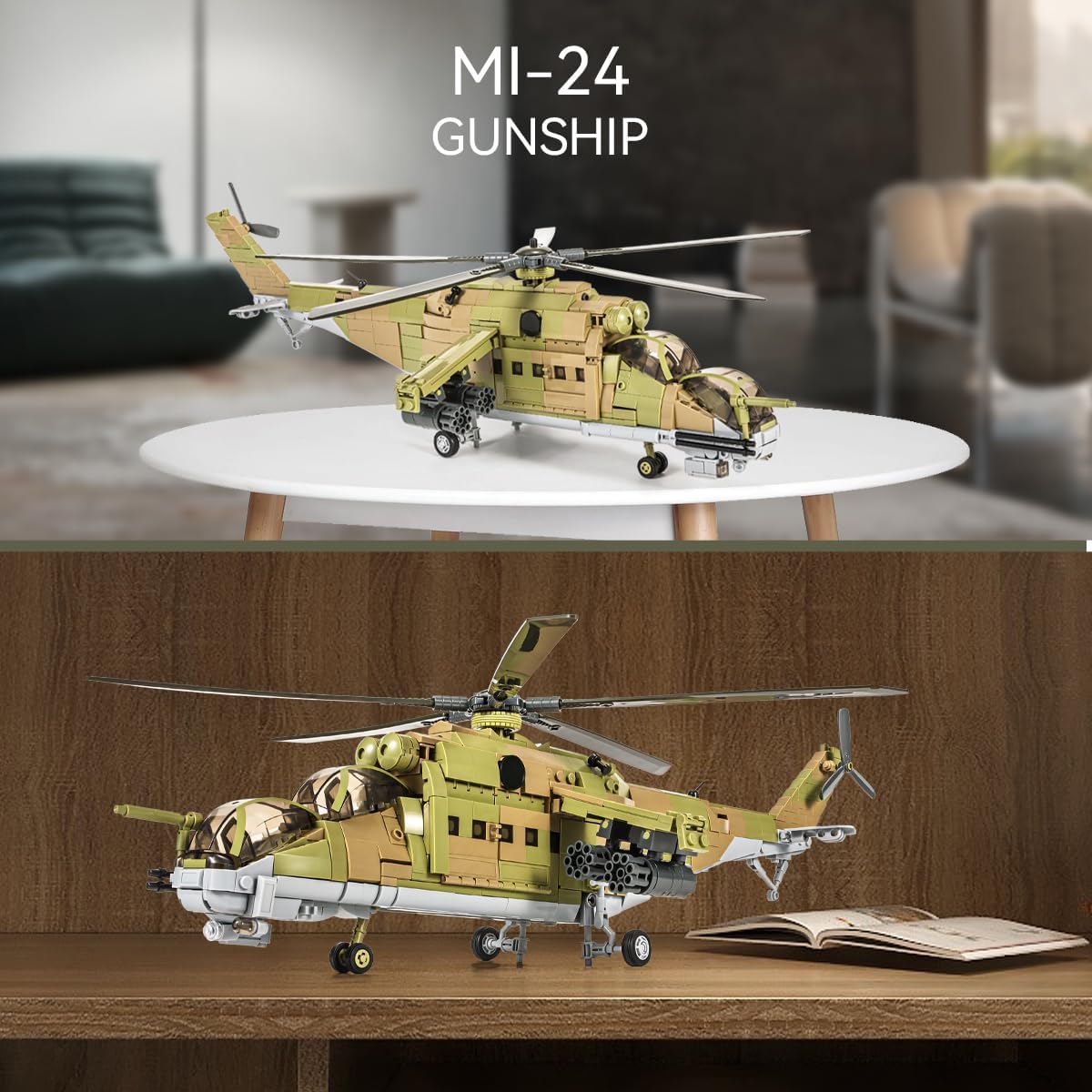 DAHONPA MI-24S Helicopter Medium Utility Military Army Airplane Building Blocks Set with Figures, 893 Pieces Air Force Building Blocks Toy Gift for Kids and Adults