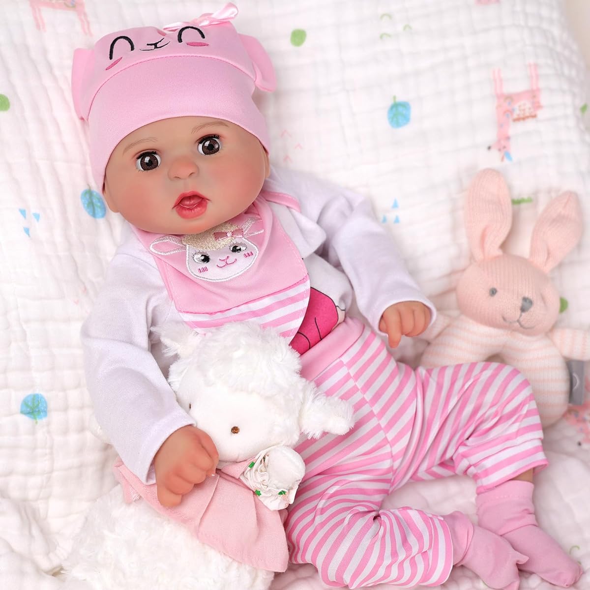 BABESIDE Realistic Baby Doll Eyes Open & Closed Baby Lin 20 Inch Reborn Doll with Toy Accessories Gift Set for Boys Girls Kids Ages 3+