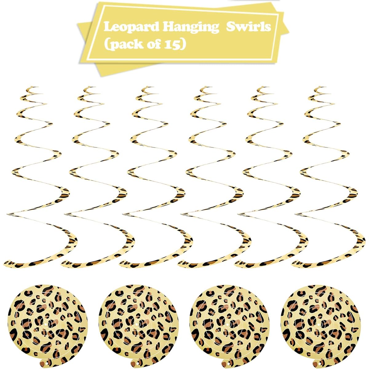 15 Pieces Leopard Print Swirls Leopard Print Swirls Cheetah Swirls Party Decorations for Birthday Baby Shower Jungle Animal Theme Party Graduation Wedding Celebration