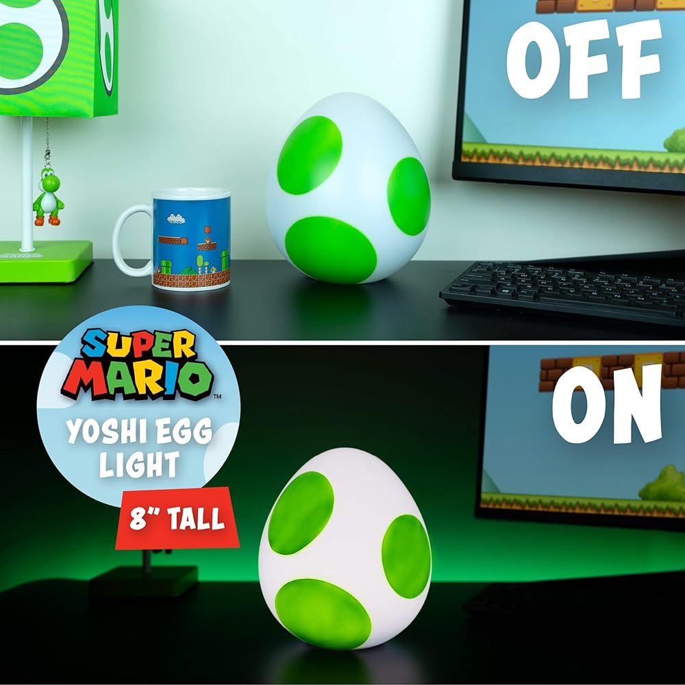 Paladone Yoshi Egg Light 8" x 7" Super Mario Gift and Room Decor Officially Licensed by Nintendo