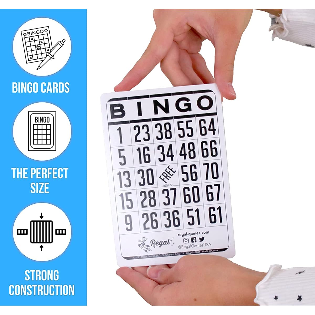 Regal Games - Classic Bingo Cards - 50 Cards - 6.1" x 4.15" Card Stock - White