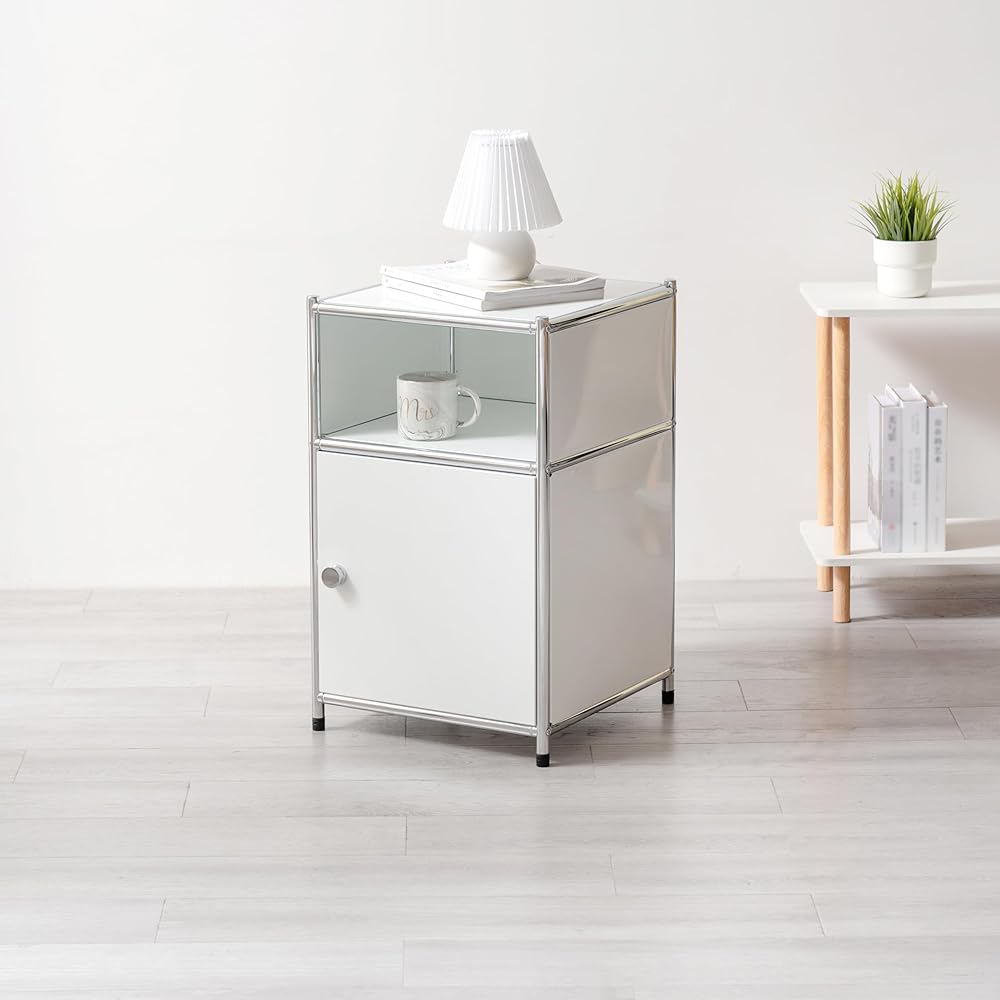 Side Table Night Table Module Table Modular Furniture Bed Area Storage Night Table Korean Interior Side Table Korean Furniture Storage (White)