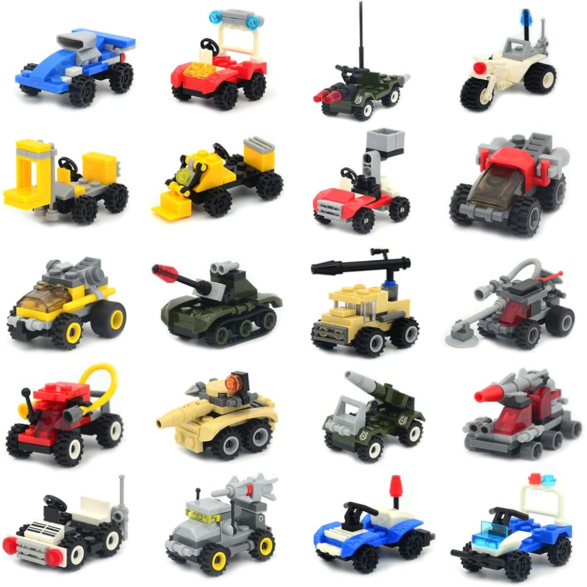 Set of 20 miniature vehicles to build, building blocks, party supplies, birthday gifts, candy bags