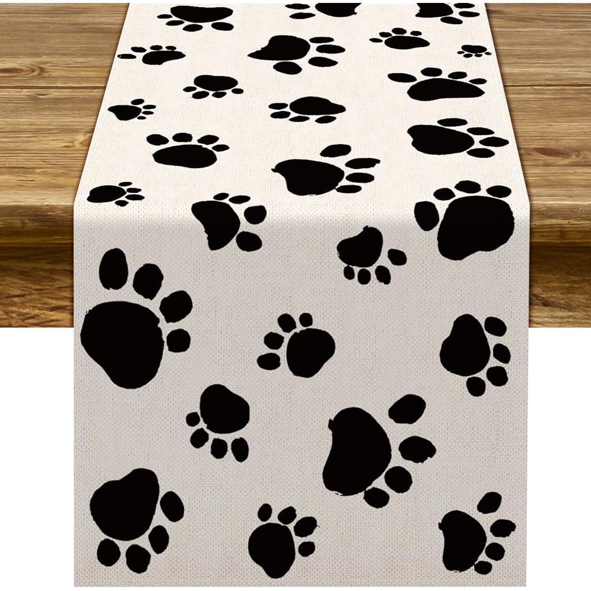 Linen Dog Puppy Print Table Runner for Boy Girl Birthday Party Pet Indoor Outdoor Table Cover Decor for Home Kitchen Dining Room 13 x 72 Inch