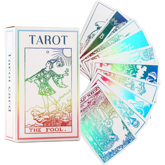 Sincerez Tarot Card Deck with Guidebook for Beginners Vintage Card Deck Unique Divination Game (Holographic) 005