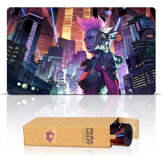 Paramint Cyberpunk (Stitched) - MTG Playmat by Clint Cearley - Compatible for Magic the Gathering Playmat - Play MTG, YuGiOh, Pokemon, TCG - Original Play Mat Art Designs & Accessories