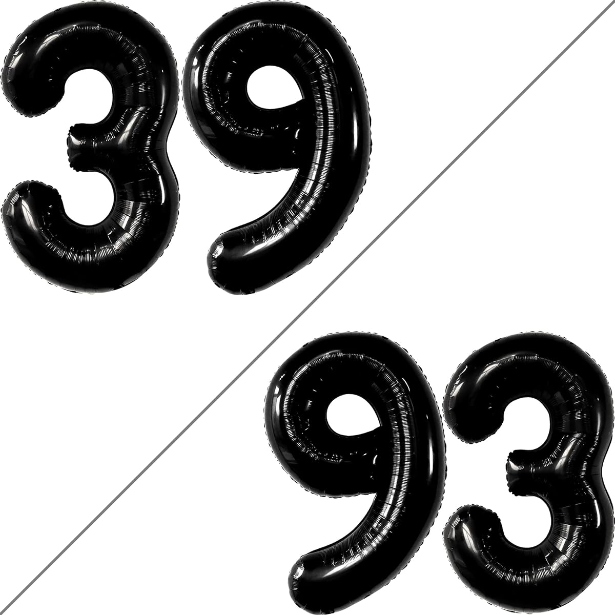 KatchOn Large 39 Balloons Black - 40 Inches | 39 Number Balloons 39th Birthday Decorations for Men | 39th Birthday Balloons | 39th Birthday Balloons Black Foil Birthday Balloons | 39th Birthday Decorations for women