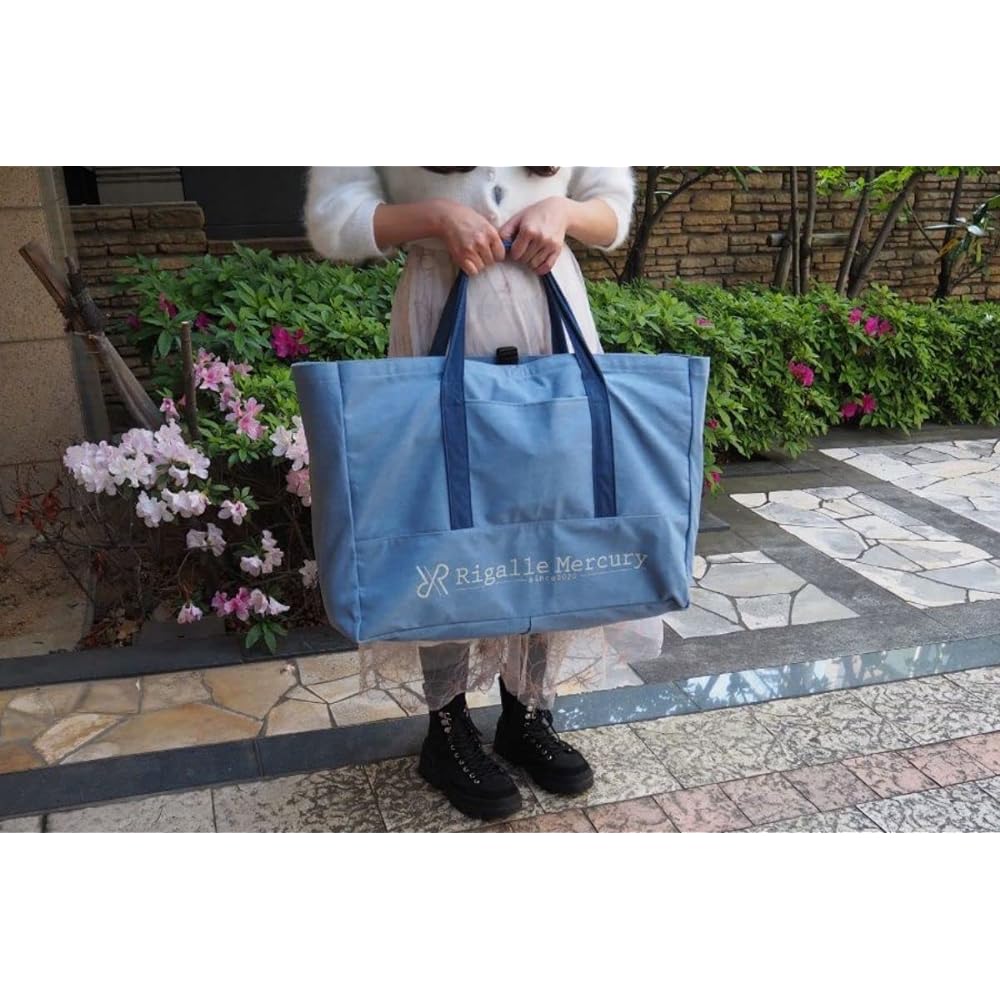 Rigalle Mercury Firewood Bag, Camping Tote Bag, Resistant to Bonfire Sparks, Large Capacity, 58cm (Width) x 20cm (Depth) x 43cm (Height) [Light Blue]