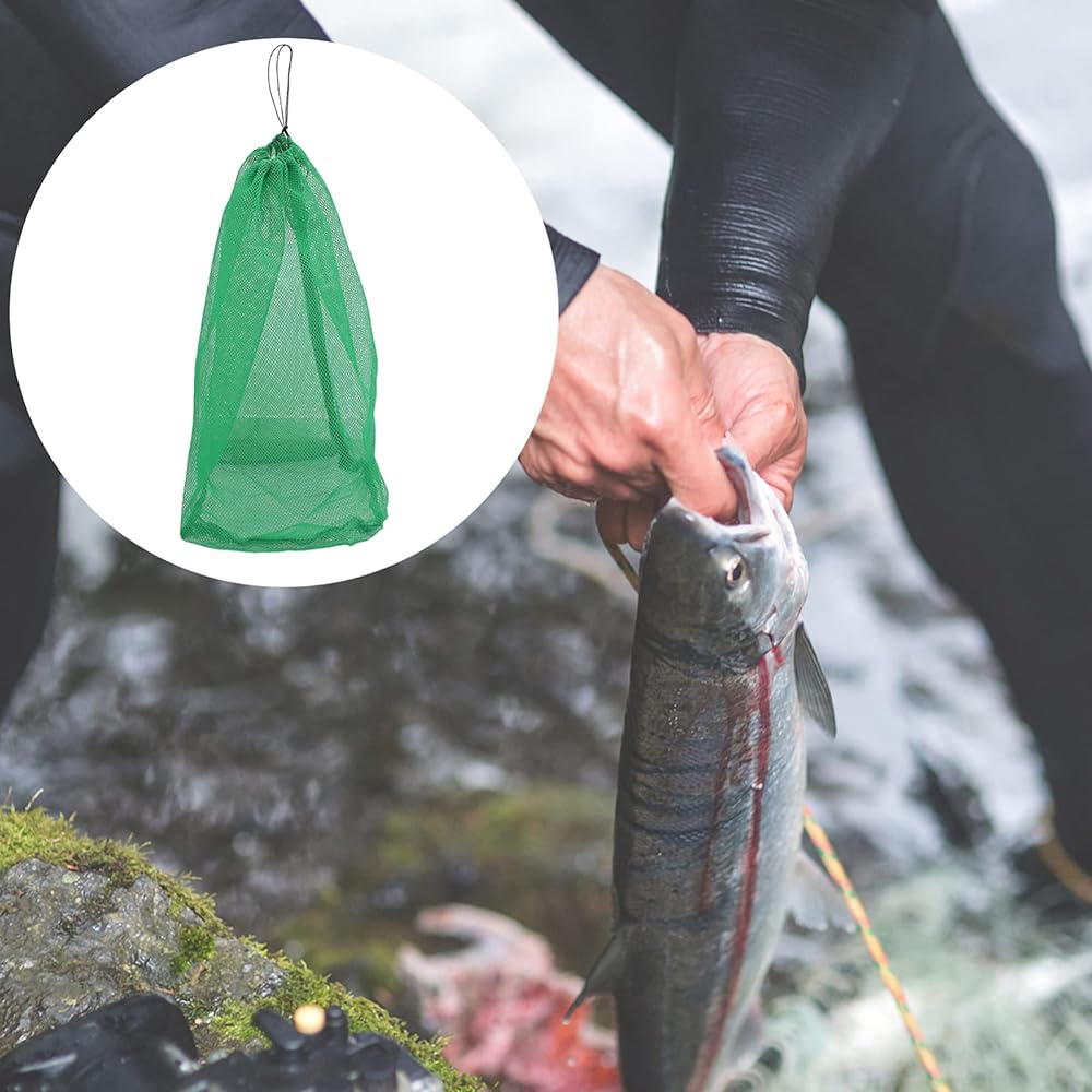 iplusmile 5pcs Fishing Net Drawstring Fishing Mesh Bag Mesh Bag Fish Fish Storage Bag Fish Clam Bag Drawstring Mesh Bag Shell Collector Fishing Supplies