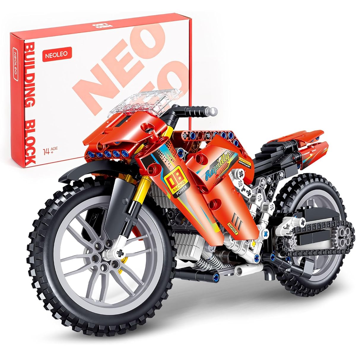 NeoLeo Super Motorcycle Mock Building Blocks and Construction Toys, Model Toys for Kids and Adults, 1:14 Scale Sports Moto Model (496 Pieces) NL481